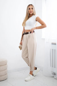 Punto trousers with leg closure 7048 / – Dark || beige цвет / color | Lexline Fashion