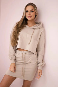 Set of sweatshirt with a skirt 9341 / – Beige цвет / color | Lexline Fashion