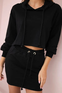 Set of sweatshirt with a skirt 9341 / – Black цвет / color | Lexline Fashion