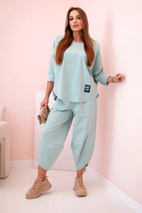 Set sweatshirt and pants 6171W / – Mint || Dark цвет / color | Lexline Fashion
