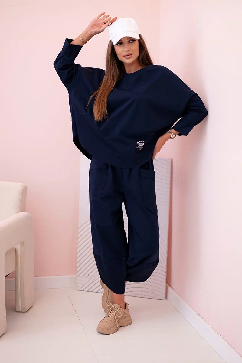 Set sweatshirt and pants 6171W / – Navy blue цвет / color | Lexline Fashion