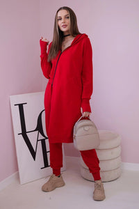 Set with a sweatshirt with a longer side 9365 / – Red цвет / color | Lexline Fashion