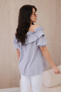 Spanish blouse with a decorative frill IT - 28 / – Gray цвет / color | Lexline Fashion