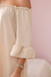 Spanish blouse with frills on the sleeve IT - 22 / – Beige цвет / color | Lexline Fashion