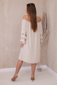 Spanish dress with decorative sleeves IT - 19 / – Beige цвет / color | Lexline Fashion