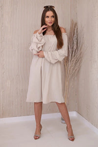 Spanish dress with decorative sleeves IT - 19 / – Beige цвет / color | Lexline Fashion