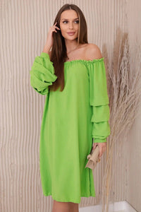 Spanish dress with decorative sleeves IT - 19 / – Green || Light цвет / color | Lexline Fashion