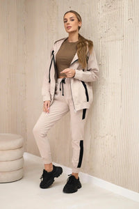 Sports set with stripes 67064 / – Beige цвет / color | Lexline Fashion