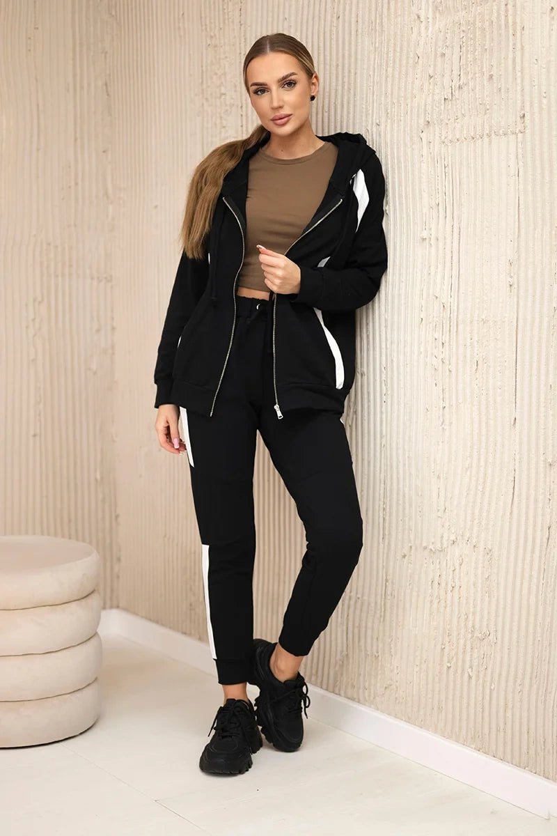 Sports set with stripes 67064 / – Black цвет / color | Lexline Fashion