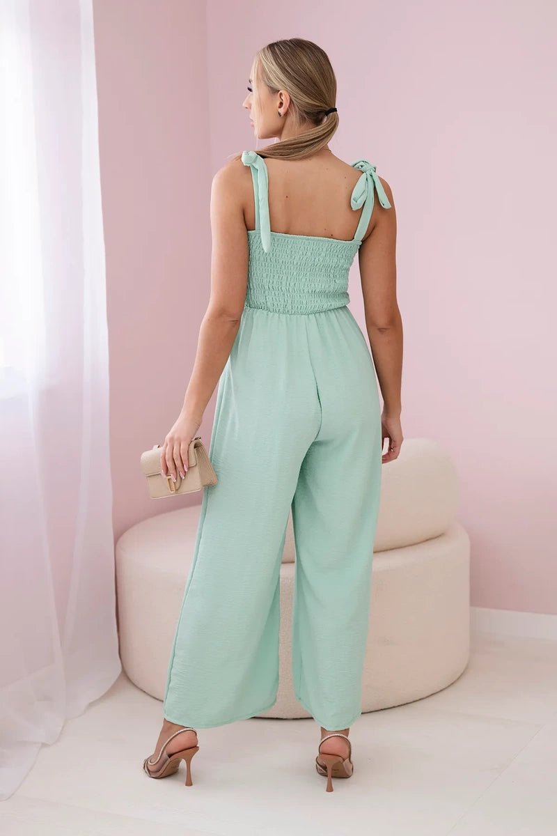 Strappy jumpsuit with ruffled top ART2706 / – Mint || Dark цвет / color | Lexline Fashion