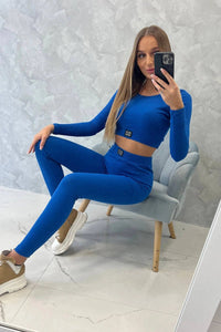 Striped top set with a blouse 9353 / – Blue cornflower цвет / color | Lexline Fashion