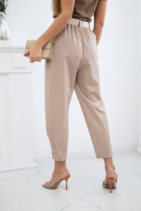 Summer Punto trousers with leg closure 7048 - 1 / – Light || Camel цвет / color | Lexline Fashion