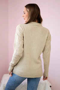 Sweater with a fashionable weave 24 - 6 / – Beige цвет / color | Lexline Fashion