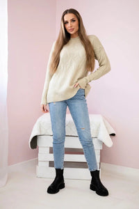 Sweater with a fashionable weave 24 - 6 / – Beige цвет / color | Lexline Fashion