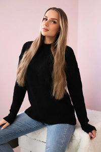 Sweater with a fashionable weave 24 - 6 / – Black цвет / color | Lexline Fashion