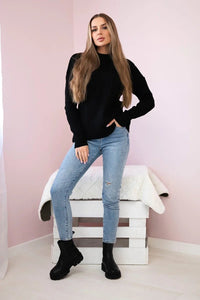 Sweater with a fashionable weave 24 - 6 / – Black цвет / color | Lexline Fashion