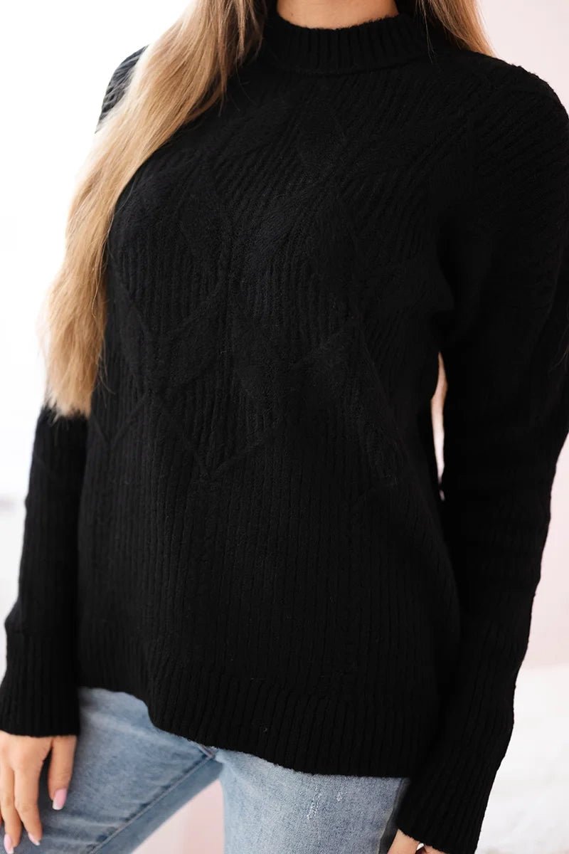 Sweater with a fashionable weave 24 - 6 / – Black цвет / color | Lexline Fashion