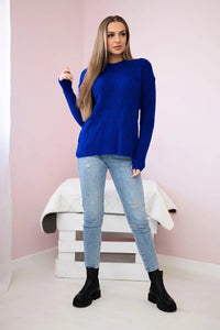 Sweater with a fashionable weave 24 - 6 / – Blue cornflower цвет / color | Lexline Fashion