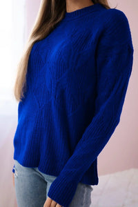 Sweater with a fashionable weave 24 - 6 / – Blue cornflower цвет / color | Lexline Fashion
