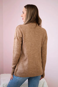 Sweater with a fashionable weave 24 - 6 / – Camel цвет / color | Lexline Fashion