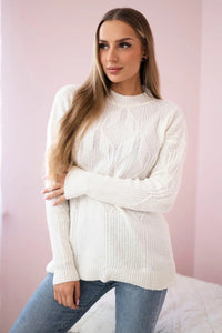 Sweater with a fashionable weave 24 - 6 / – Ecru цвет / color | Lexline Fashion
