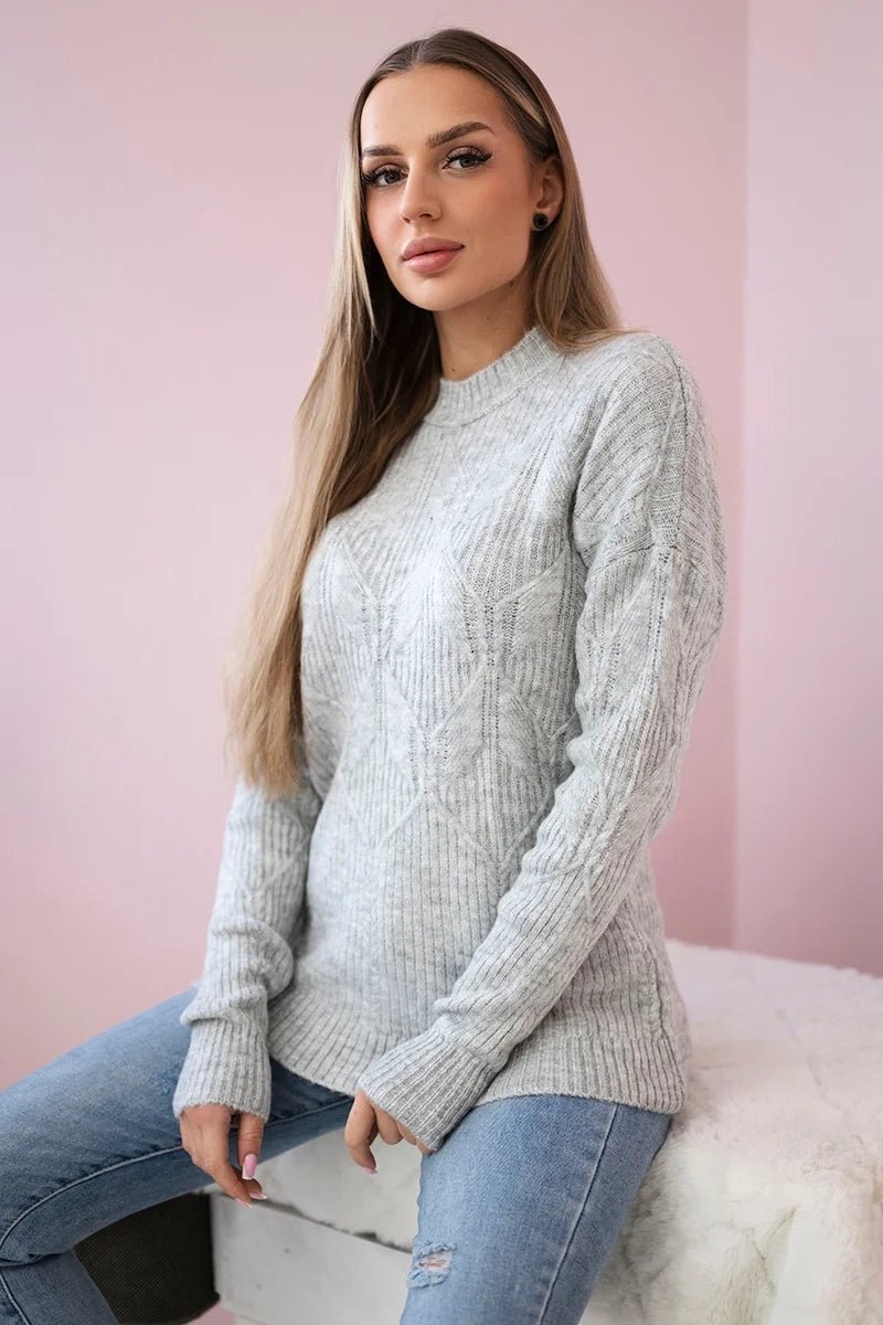 Sweater with a fashionable weave 24 - 6 / – Gray цвет / color | Lexline Fashion