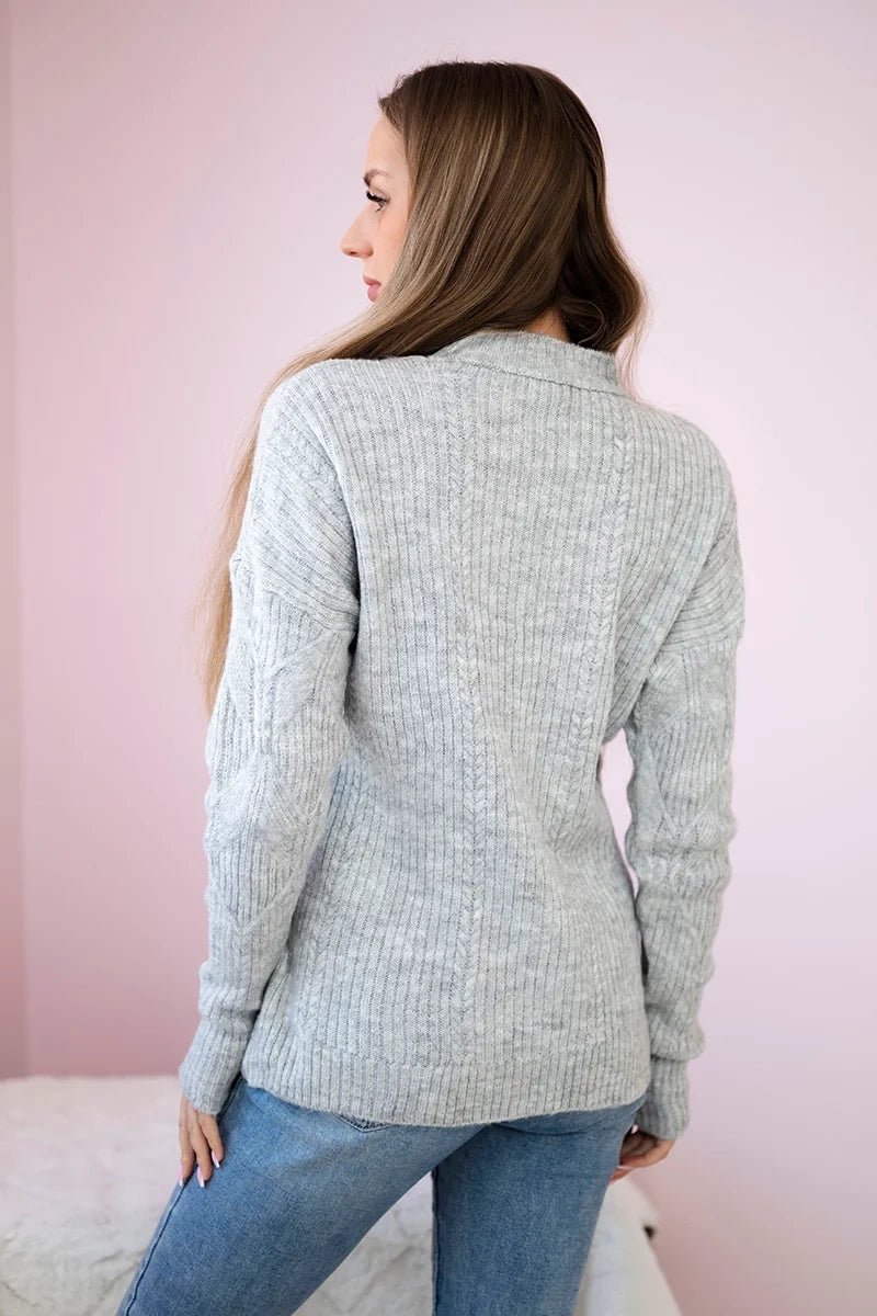 Sweater with a fashionable weave 24 - 6 / – Gray цвет / color | Lexline Fashion