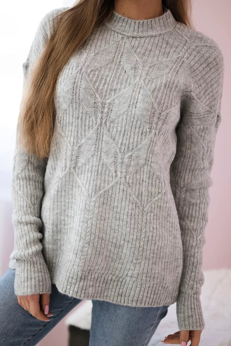 Sweater with a fashionable weave 24 - 6 / – Gray цвет / color | Lexline Fashion