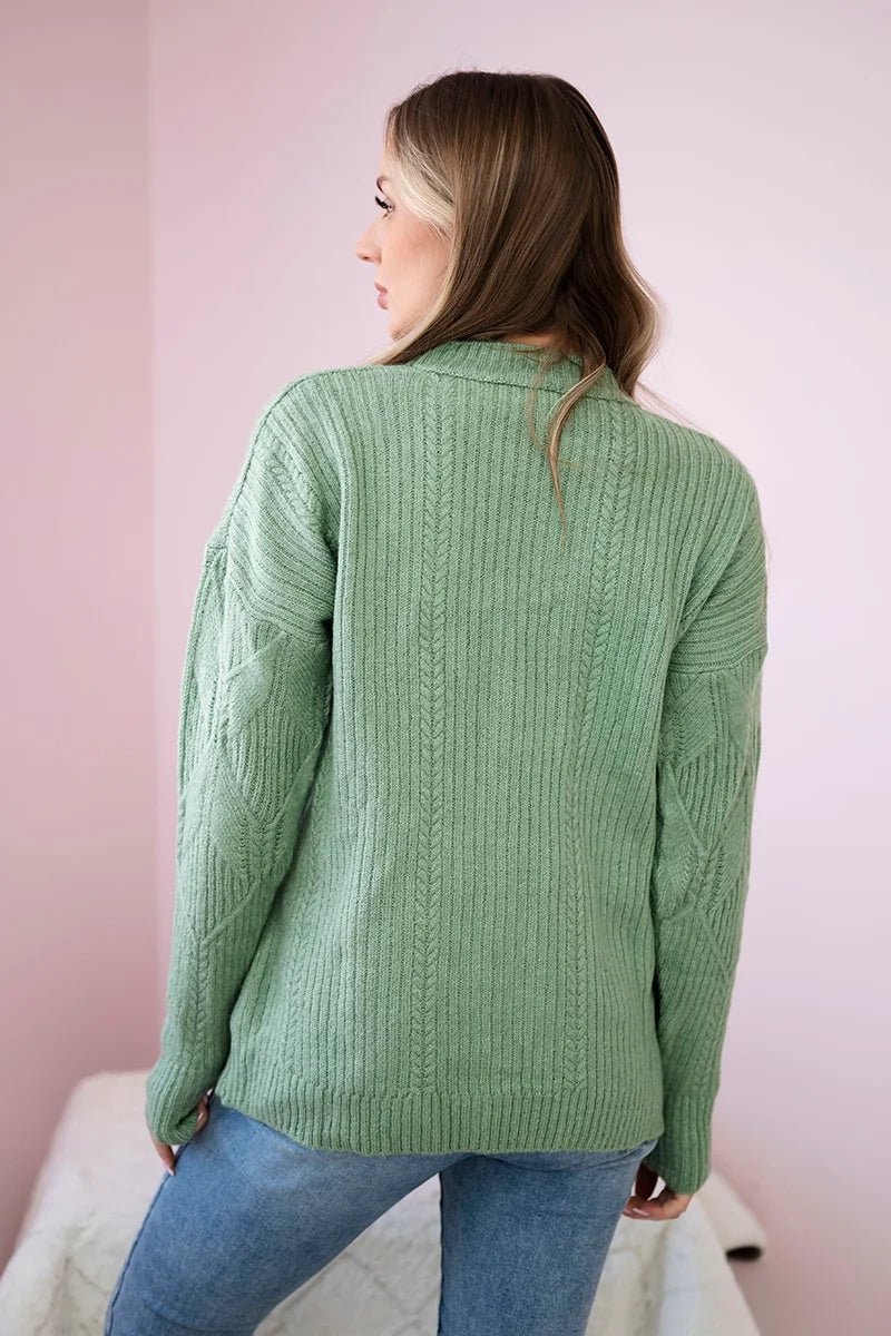Sweater with a fashionable weave 24 - 6 / – Mint || Dark цвет / color | Lexline Fashion
