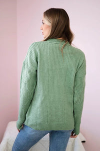 Sweater with a fashionable weave 24 - 6 / – Mint || Dark цвет / color | Lexline Fashion