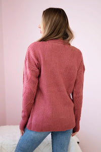 Sweater with a fashionable weave 24 - 6 / – Pink || Dark цвет / color | Lexline Fashion