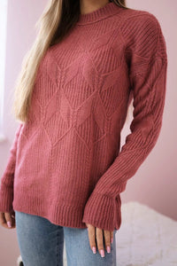 Sweater with a fashionable weave 24 - 6 / – Pink || Dark цвет / color | Lexline Fashion