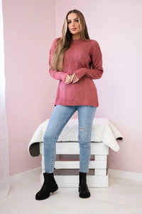 Sweater with a fashionable weave 24 - 6 / – Pink || Dark цвет / color | Lexline Fashion