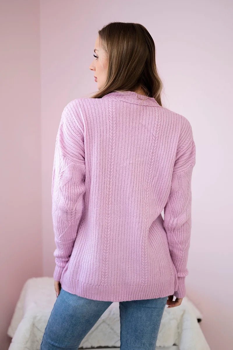 Sweater with a fashionable weave 24 - 6 / – Purple цвет / color | Lexline Fashion