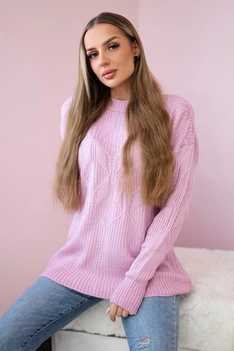 Sweater with a fashionable weave 24 - 6 / – Purple цвет / color | Lexline Fashion