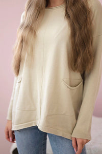 Sweater with front pockets 24 - 32 / – Beige цвет / color | Lexline Fashion