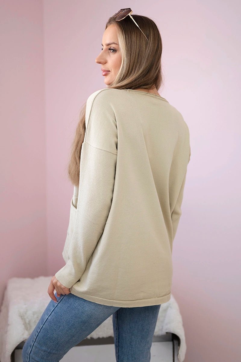 Sweater with front pockets 24 - 32 / – Beige цвет / color | Lexline Fashion