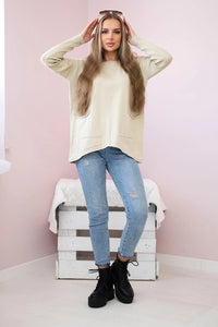 Sweater with front pockets 24 - 32 / – Beige цвет / color | Lexline Fashion