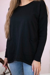 Sweater with front pockets 24 - 32 / – Black цвет / color | Lexline Fashion