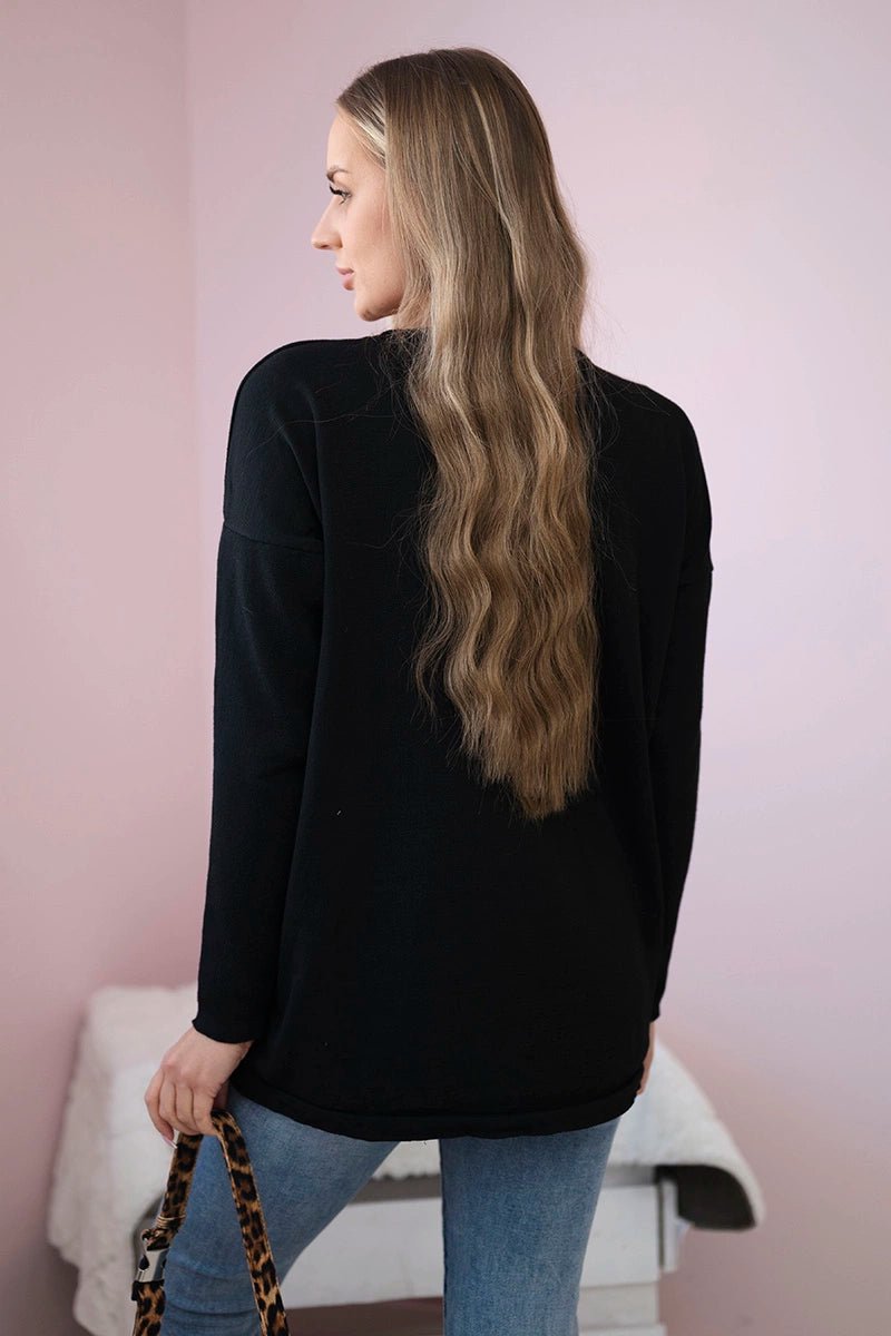 Sweater with front pockets 24 - 32 / – Black цвет / color | Lexline Fashion