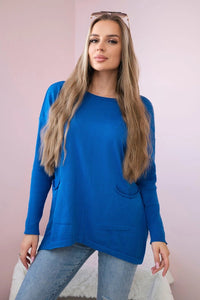 Sweater with front pockets 24 - 32 / – Blue cornflower цвет / color | Lexline Fashion