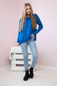 Sweater with front pockets 24 - 32 / – Blue cornflower цвет / color | Lexline Fashion