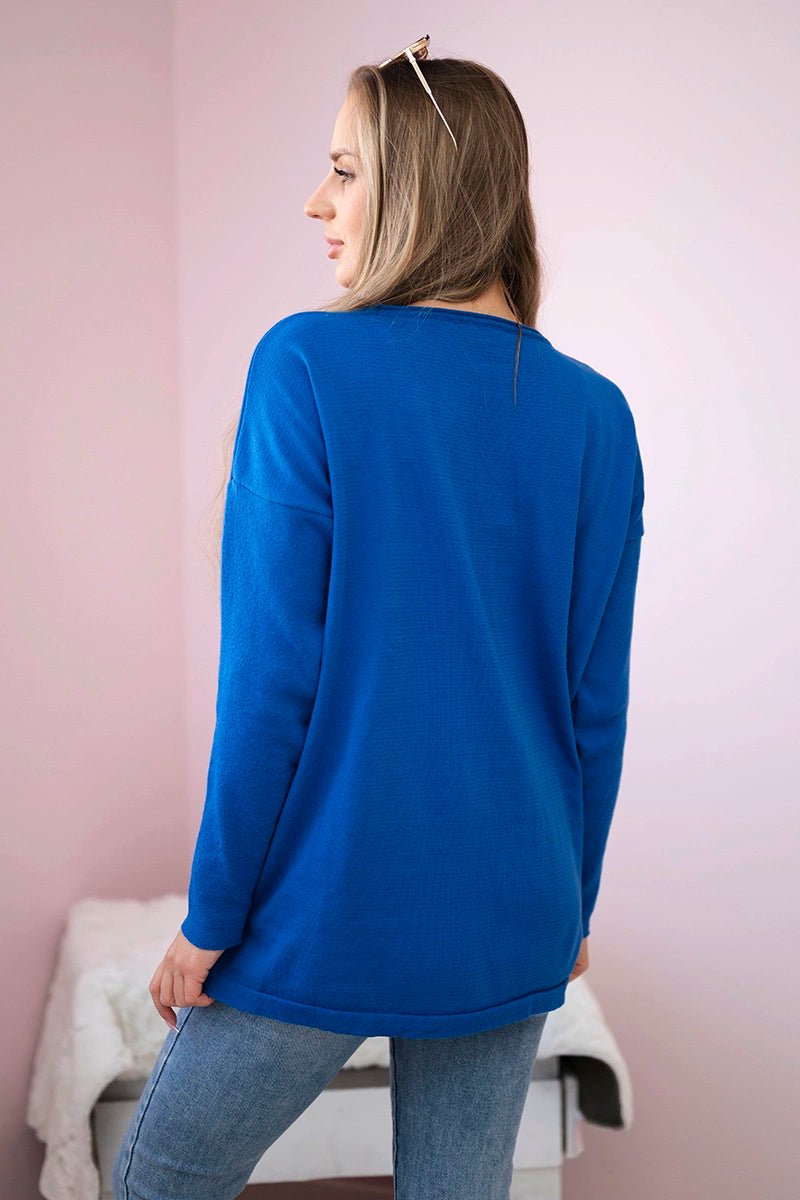 Sweater with front pockets 24 - 32 / – Blue cornflower цвет / color | Lexline Fashion