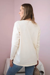 Sweater with front pockets 24 - 32 / – Ecru цвет / color | Lexline Fashion