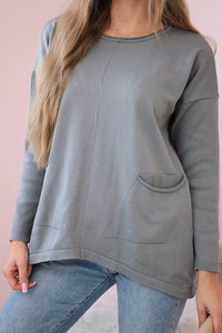 Sweater with front pockets 24 - 32 / – Gray цвет / color | Lexline Fashion