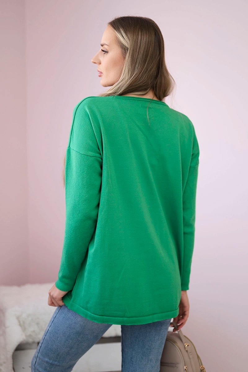 Sweater with front pockets 24 - 32 / – Light || Green цвет / color | Lexline Fashion