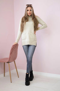 Sweater with stand - up collar 2019 - 52 / – Beige цвет / color | Lexline Fashion
