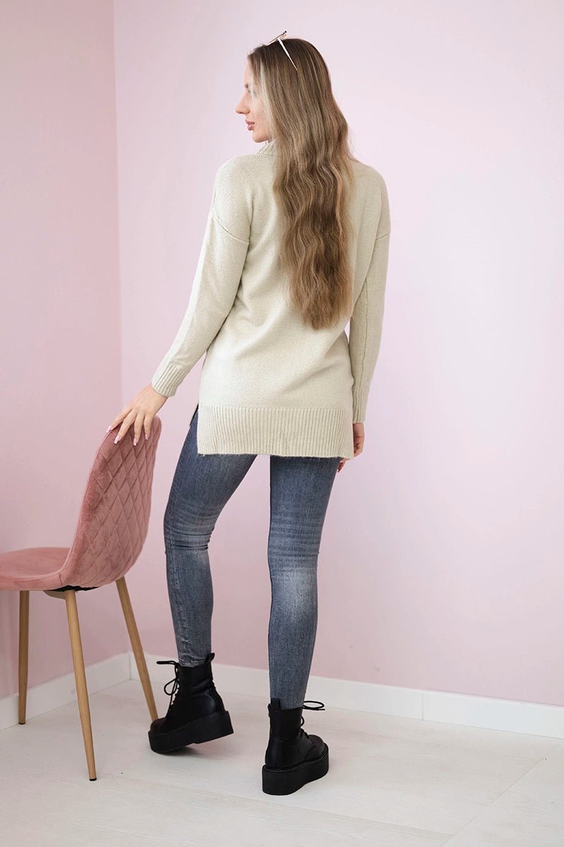 Sweater with stand - up collar 2019 - 52 / – Beige цвет / color | Lexline Fashion