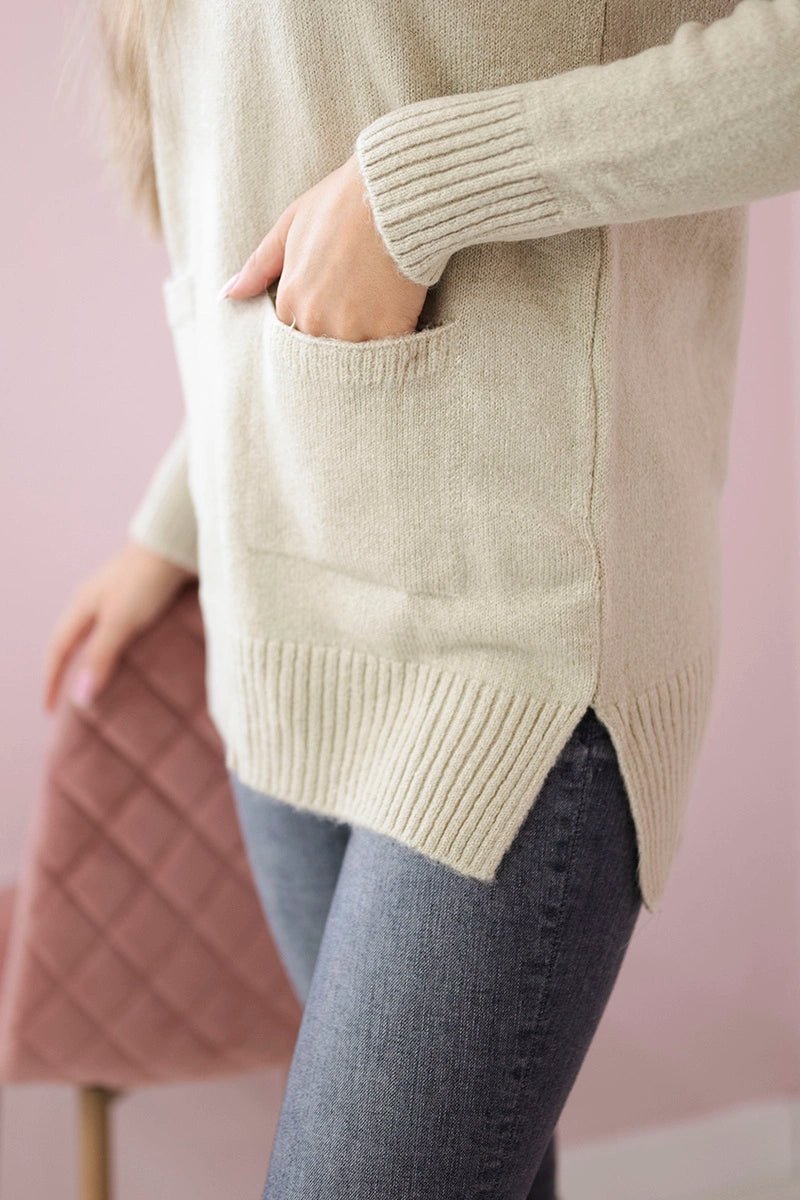 Sweater with stand - up collar 2019 - 52 / – Beige цвет / color | Lexline Fashion