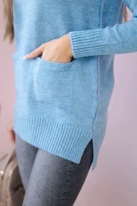 Sweater with stand - up collar 2019 - 52 / – Blue цвет / color | Lexline Fashion
